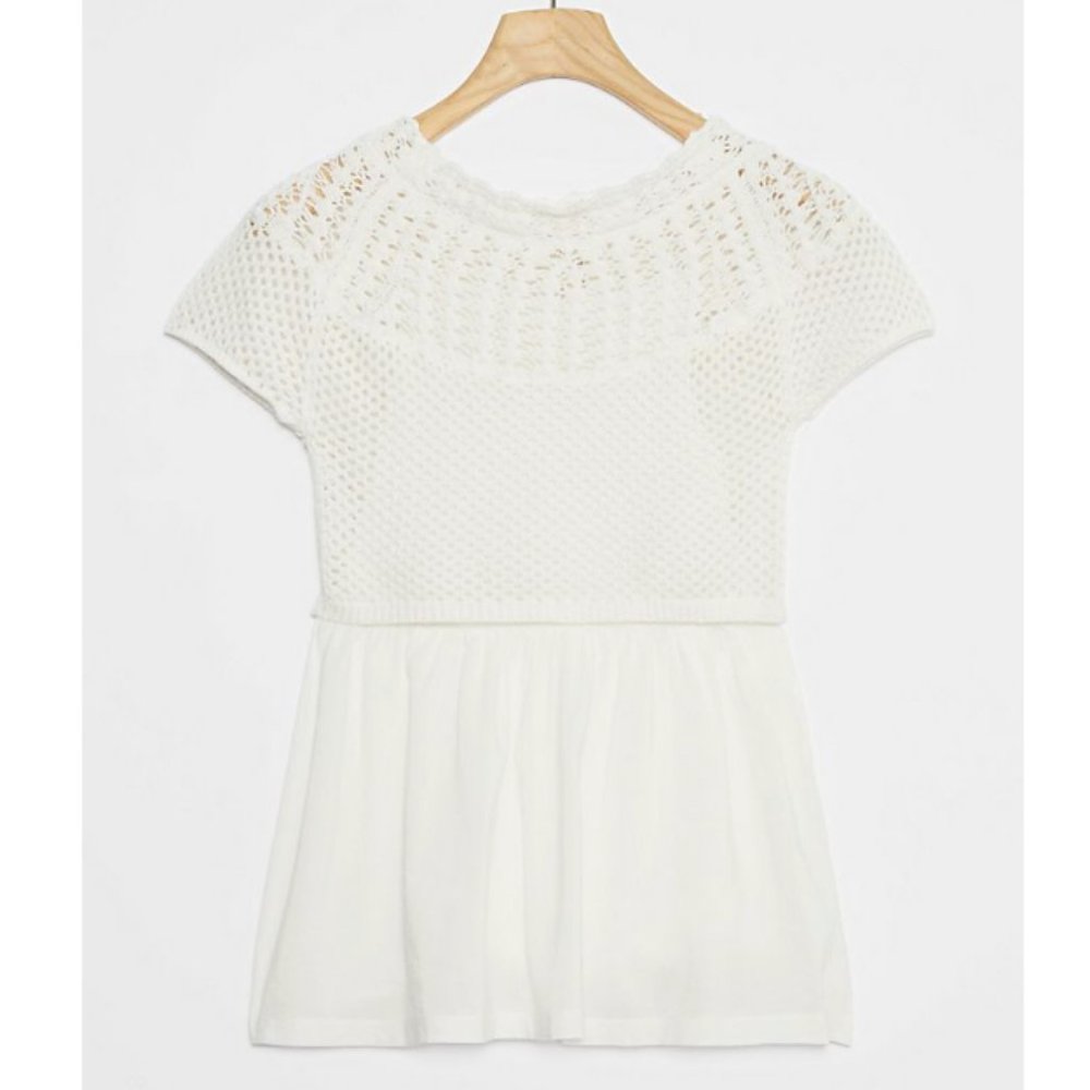 Anthropologie Meadow Crochet Babydoll Top Medium